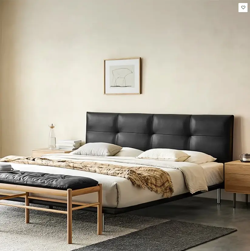 Ines Floating Bed, King Size, Super King Size Bed, Real Leather 05.webp