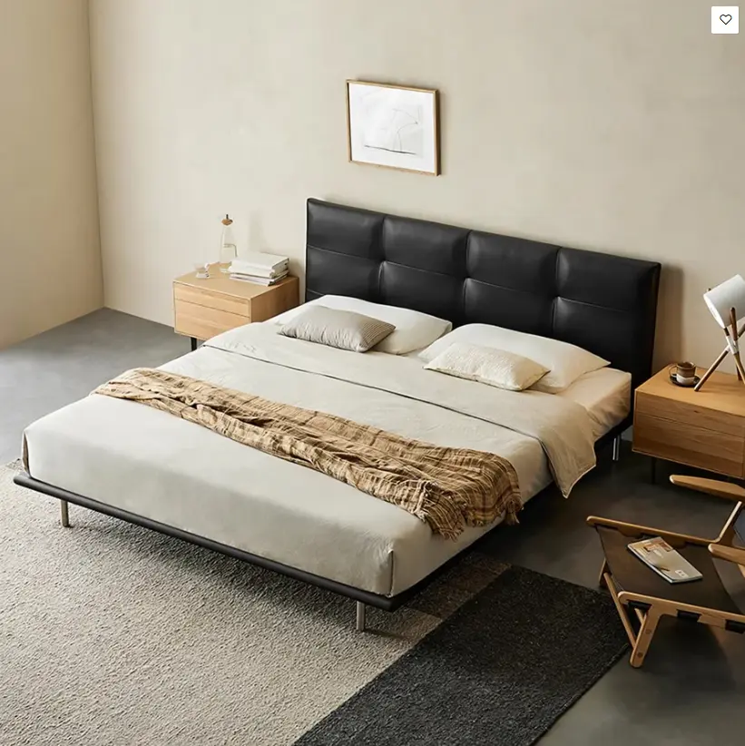 Ines Floating Bed, King Size, Super King Size Bed, Real Leather 03.webp
