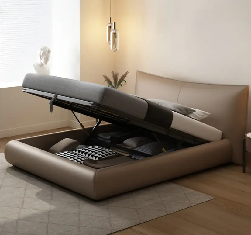 Kai King Size Bed With Storage, Super King Size With Storage, Real Leather 05.webp