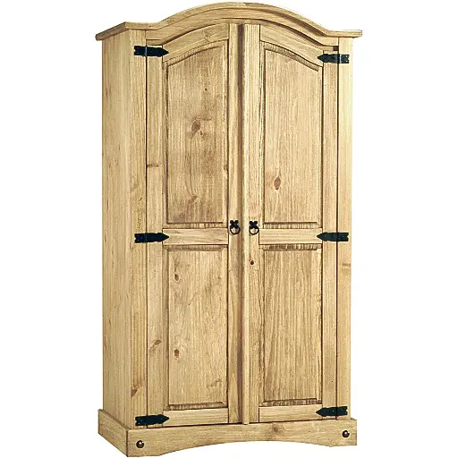 Corona 2 Door Wardrobe – Distressed Solid Waxed Light Pine