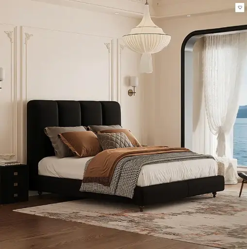 Lysander Double Bed, King Size Bed, Black